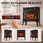 Chimenea eléctrica con efecto de llama 3D multicolor 1000W/2000W, termostato ajustable, control por aplicación y voz, negro