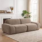 Canapé 3 Places en Chenille 244 cm, Canapé Salon Moderne, Assise et Accoudoirs Larges, Ressorts Ensachés, Marron Clair