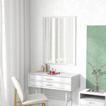 Miroir mural rectangulaire 90 x 70 cm, cadre en bois blanc, idéal pour la salle de bain, salon ou chambre