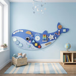Busy Board Jouet, Tableau d'Activités Murale Baleine, Planche Motricité Bébé Educatif pour Garcon Fille dès 2 Ans, Bleu