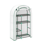 Serre de jardin avec étagères à 3 niveaux serre de balcon 3 portes enroulables zippées 215 x 46 x 151 cm transparent
