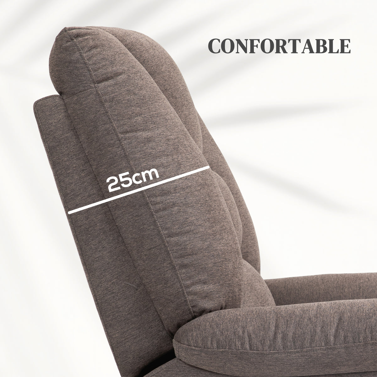 Sillón relax eléctrico reclinable con reposapiés y mando a distancia, tela de poliéster aspecto lino marrón