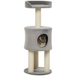 Arbre à chat griffoirs grattoirs sisal naturel arbre à grimper niche plate-forme en peluche hauteur 103 cm gris