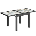 Table Extensible de Jardin Grande Taille dim. dépliées 160 x 80 x 75 cm Aluminium Plateau Verre trempé transparent