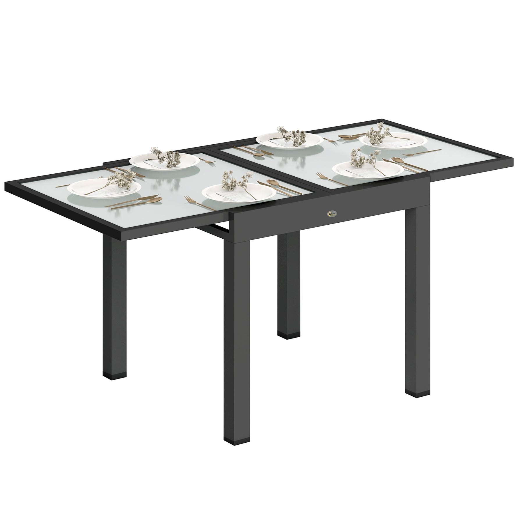 Table Extensible de Jardin Grande Taille dim. dépliées 160 x 80 x 75 cm Aluminium Plateau Verre trempé transparent