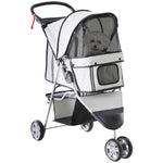 Poussette Buggy Pliable Animaux, Chariot Pliant Chien Chat, Porte-Gobelet Panier De Rangement Inclus, Roues Avec Frein, Tissu 600D Oxford Acier, 75 x 45 x 97 cm Gris
