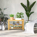 Banc avec meuble à chaussures étagères en bambou dim. 70L x 28l x 45H cm bois naturel
