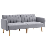 Canapé Convertible 2 Places Design scandinave Dossier inclinable 3 Positions Pieds Bois Tissu Aspect Lin Gris