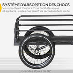 Remorque pliable pour vélo en acier roues 16 pouces charge max. 40 kg avec barre d'attelage universelle