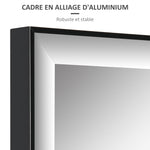Miroir Mural dim. 120L x 35l cm - Film sécurité Anti déflagrant, système Attache Inclus - Cadre Alliage alu. Noir