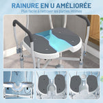Tabouret de douche, tabouret de bain avec siège rembourrée en U amélioré et accoudoirs, hauteur réglable, gris