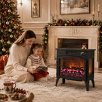 Chimenea eléctrica con efecto de llama 3D multicolor 1000W/2000W, termostato ajustable, control por aplicación y voz, negro