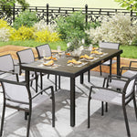 Table de jardin rectangulaire pour 8 personnes en aluminium table de salle à manger extétieur plateau PE à lattes