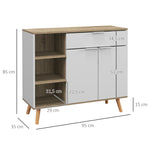 Meuble de rangement buffet cuisine 1 tiroir 1 placard double porte 3 étagères réglables 95 x 35 x 85 cm blanc