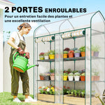 Serre de Jardin, Petite Serre de Balcon étagères 3 niveaux en Bâche PVC et Châssis Acier, 143 x 46 x 165 cm, transparent