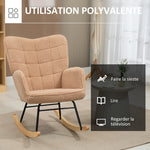 Fauteuil à bascule rocking chair revêtement effet laine bouclée, structure en acier 71 x 98 x 101 cm marron