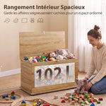 Coffre de Rangement, Banc de Rangement avec Couvercle Rabattable et Charnières de Sécurité, 80 x 40 x 45 cm, Naturel