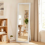 Miroir sur pied mural ou à poser rectangulaire avec cadre en bois pour salon chambre à coucher 37 x 155 cm blanc