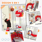 Panier de basket-ball pour enfants, hauteur réglable, 5 en 1 lancer de balles, golf, football jeu de lasso, 3-6 ans