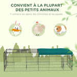 Parque recinto modular de acero con lona para conejos, roedores y animales pequeños, interior y exterior, 185 L x 75 An x 50 Al cm, verde