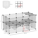 Cage parc clôture pour animaux domestiques enclos pour petits animaux 146 x 73 x 73 cm modulable 2 niveaux 36 panneaux bords arrondis fil en acier noir