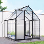 Serre de Jardin en Aluminium Polycarbonate, Montage Rapide, Fenêtre Réglable, Porte Battante, 178x168x195cm, Transparent