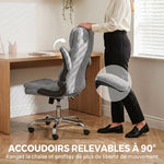 Fauteuil de bureau massant et chauffant, chaise de bureau ergonomique avec hauteur réglable, fonction à bascule, gris