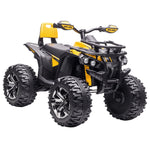 Quad Buggy électrique Enfant 12 V 8 Km/h Max. Voiture électrique Enfant avec Effets Lumineux sonores Selle avec Dossier Porte-Bagage Avant métal PP Jaune Noir