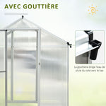 Serre de jardin en aluminium polycarbonate, serre avec fenêtres supérieures réglables, porte battante, abri extérieur résistant aux intempéries pour plante fleur, 303x183x195 cm, transparent