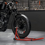 Support pour moto, béquille avant pour moto avec goupille réglable et adaptateurs pour bras oscillant, rouge
