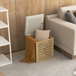Aufbewahrungstruhe Sitzhocker 54,76 L Lamellendesign, Bambusrahmen natur, 40 x 40 x 47 cm, Naturholz