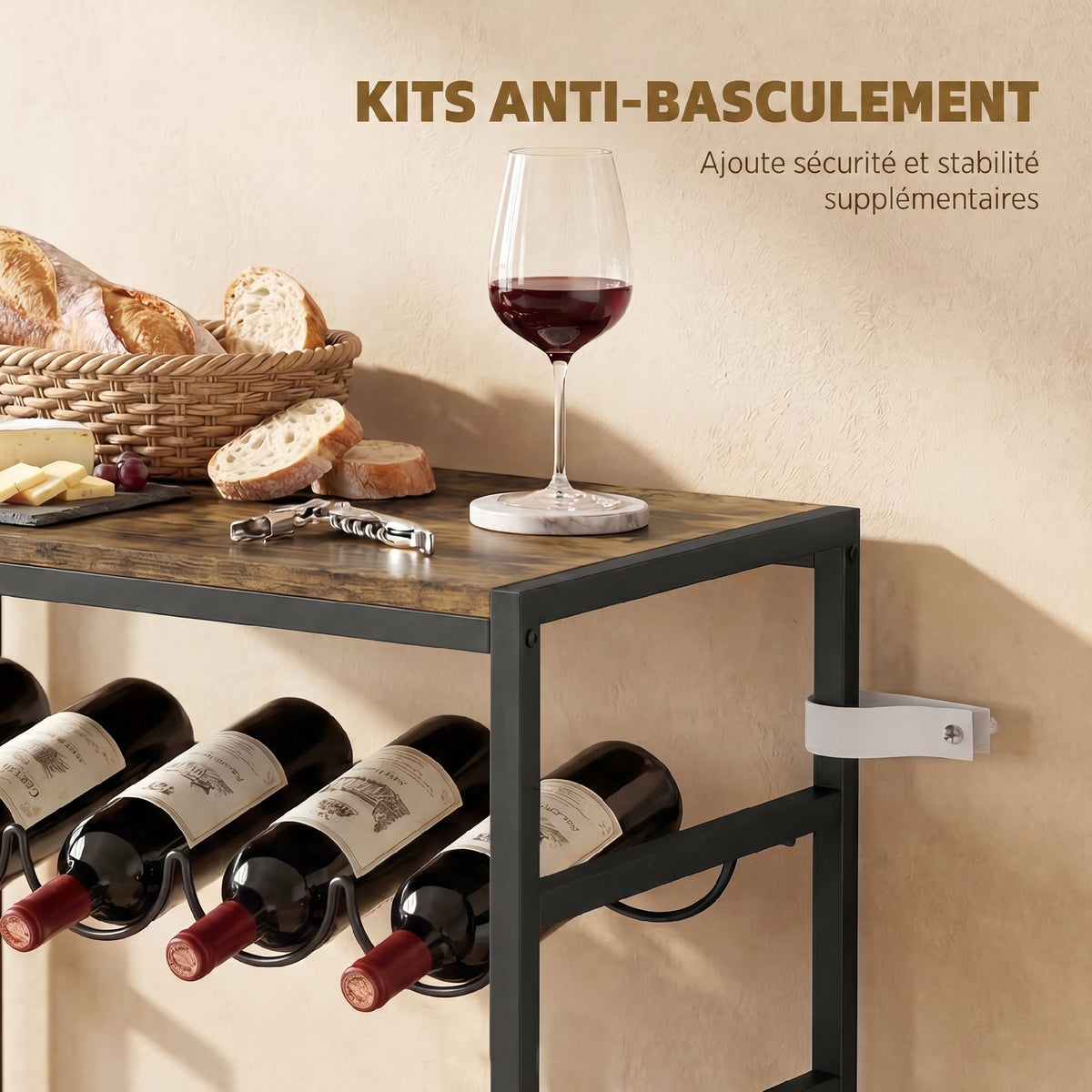 Casier à bouteilles pour 30 bouteilles, étagère à vin avec 6 niveaux, style industriel, 59x30x88,5cm, brun rustique