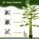 Palmier areca artificiel arbre artificiel hauteur 190 cm avec 30 grandes feuilles en plastique pot inclus