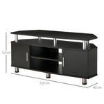 Meuble TV meuble télé bois banc TV pour téléviseur jusqu'à 55 pouces avec grand plateau, placards à portes et