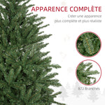 Sapin de Noël Artificiel 180 cm arbre de Noël lumineux LED blanc chaud 872 branches base en métal - vert