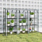 Serre de jardin avec étagères à 3 niveaux serre de balcon 3 portes enroulables zippées 215 x 46 x 151 cm transparent