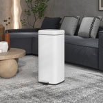Poubelle de cuisine 30L avec couvercle à fermeture douce et pédale, seau intérieur amovible, 28L x 35l x 63,5H cm, blanc