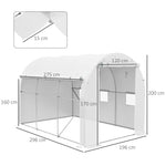Serre de jardin 6 m² dim. 3 x 2 m avec 1 porte + 2 parois latérales zippées enroulables, 6 fenêtres, Blanc