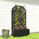 Jardinière avec treillis, bac à fleurs en métal, à fixer au mur ou au sol, 61x23x113cm, noir