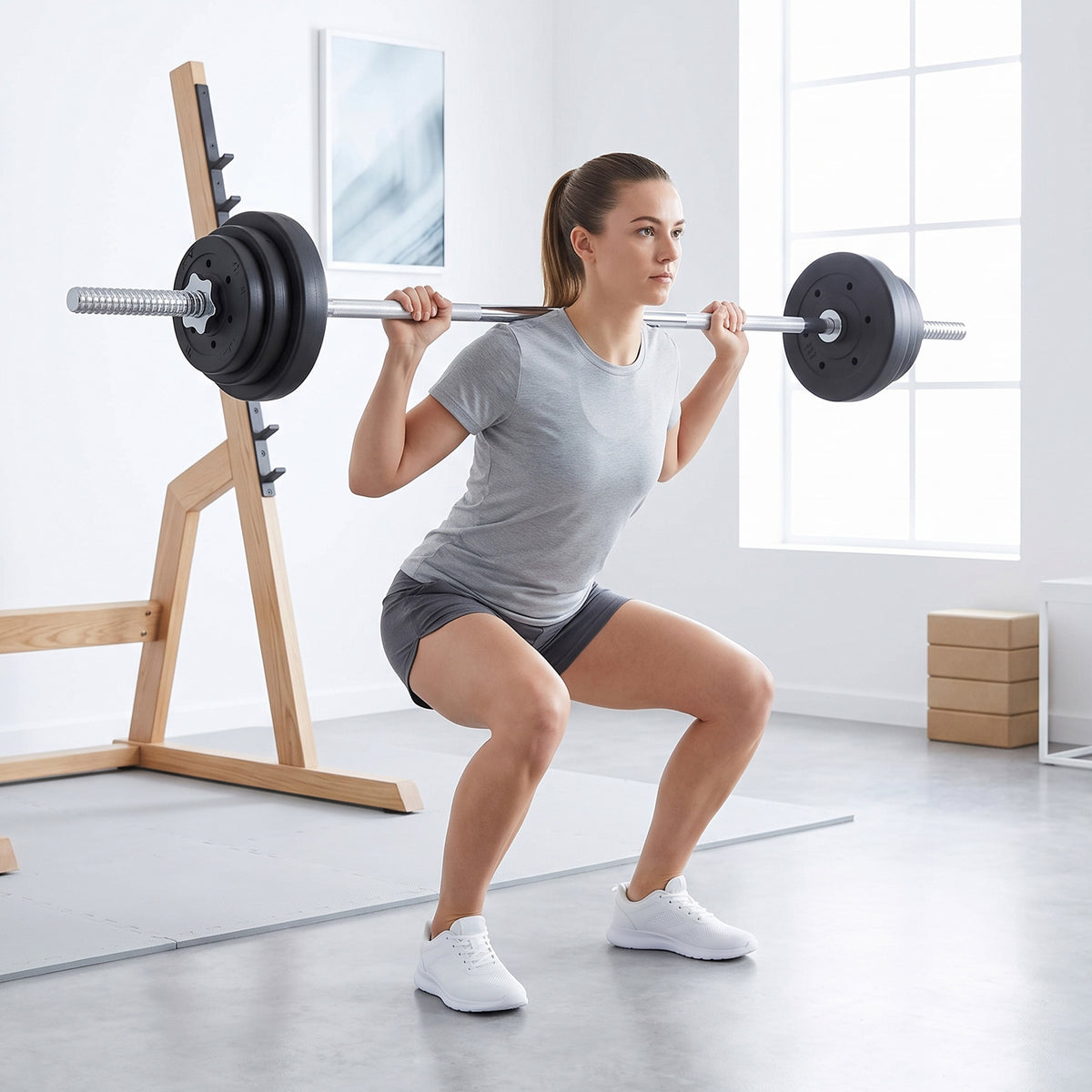 Hantel-Set 50 kg 3-in-1, Verstellbare Gewichte mit PP-Beschichtung, Rutschfester Stange, Sicherung, Schwarz