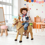 Cheval debout en peluche pour enfant à partir de 2 ans avec effets sonores selle et bride 85 cm (longueur) beige