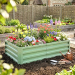 Carré Potager de Jardin Rectangulaire, Tôle d'Acier Ondulée, 120 x 60 x 30,5 cm, Vert