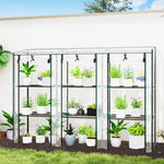 Serre de jardin avec étagères à 3 niveaux serre de balcon 3 portes enroulables zippées 215 x 46 x 151 cm transparent