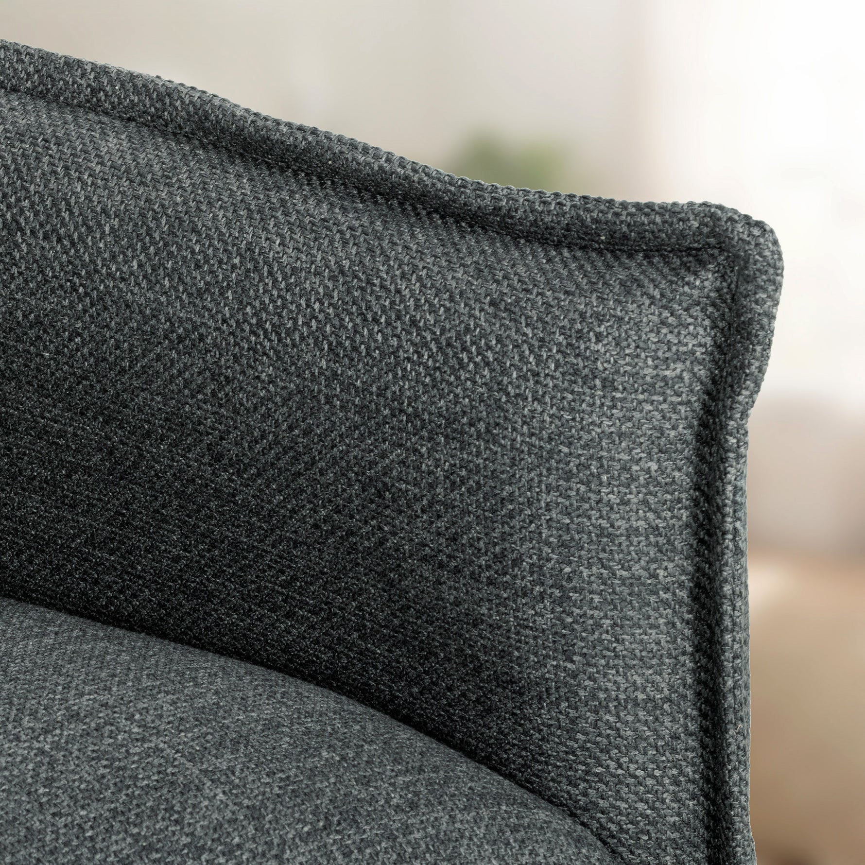 Canapé 2 places, canapé de salon moderne 131 cm avec assise rembourrée, coussins à ressorts, tissu en lin, gris foncé