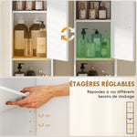 Meuble colonne salle de bain, meuble de rangement étroit avec 2 portes, tiroir, compartiment ouvert, blanc