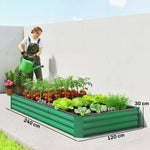 Jardinière extérieure carré potager galvanisée avec bordure de sécurité et fond ouvert 240 x 120 x 30 cm vert-2