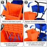 Chariot de ménage chariot de lavage professionnel essoreuse latérale seau 26 L + panier de rangements 78 x 45 x 95 cm métal et plastique orange