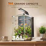 Aquarium en Verre Trempé Nano Aquarium avec Filtre Intégré Pompe 5W et Éclairage LED 30x30x45cm Noir