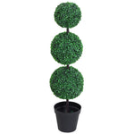 Buis Artificiel topiaire Artificielle en Forme de Boules dim. Ø 30 x 112H cm Vert