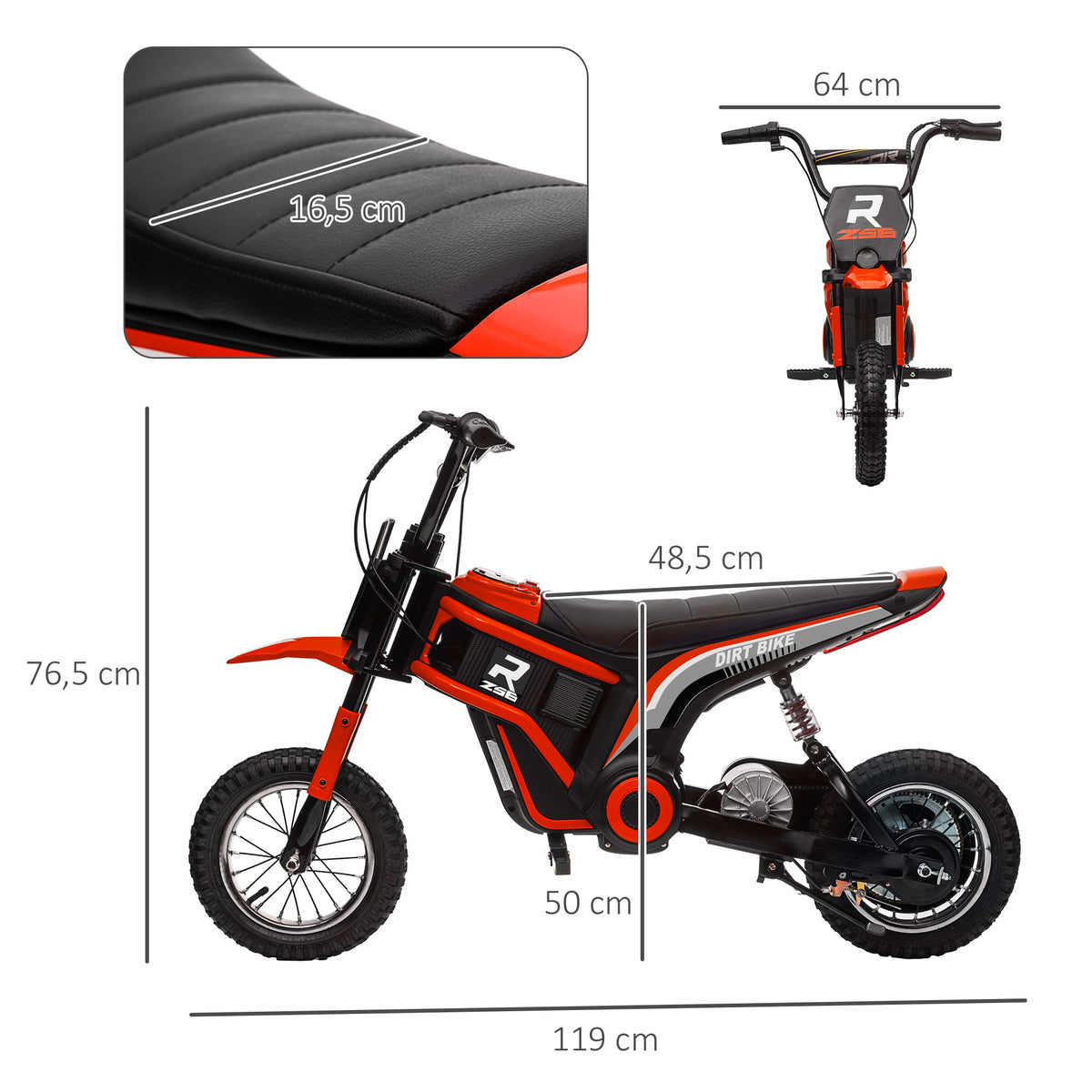 Moto cross électrique enfant moto électrique enfants moteur 350 W batterie 12V 8-16 km/h pneus gonflables 12'' rouge